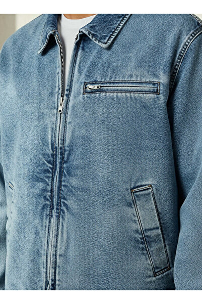 FAV Men Regular Fit Zip Through Denim Jacket