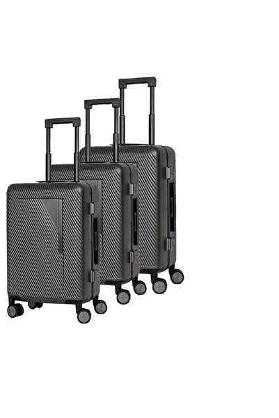 NKX مجموعة من ثلاث حقائب سفر وحقائب سفر مصنوعة من الألومنيوم باللون الأسود