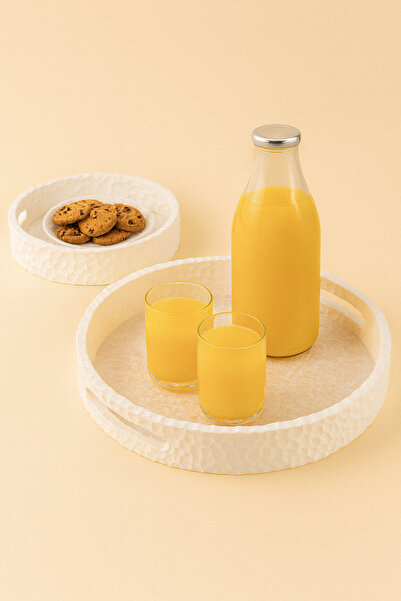 RAZ Round Serving Tray Set - Acrylic Base with Pottery Clay Finish