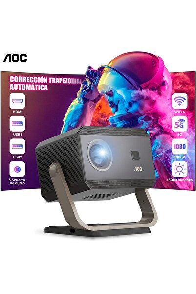 Aoc Smart Portable Projector Full HD 4K/1080P 15000 Lumen, Wifi6/Bluetooth , for Work & Gaming