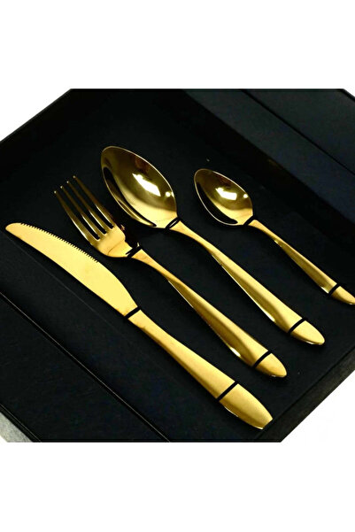 dealshopromania Gold cutlery set for 6 people 24 pieces