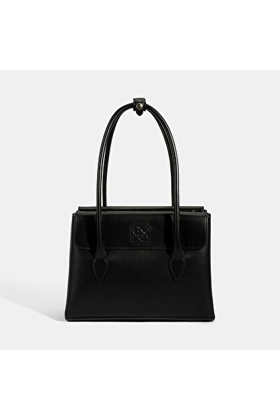 Desa Women's Black Monogram Printed Leather Shoulder Bag