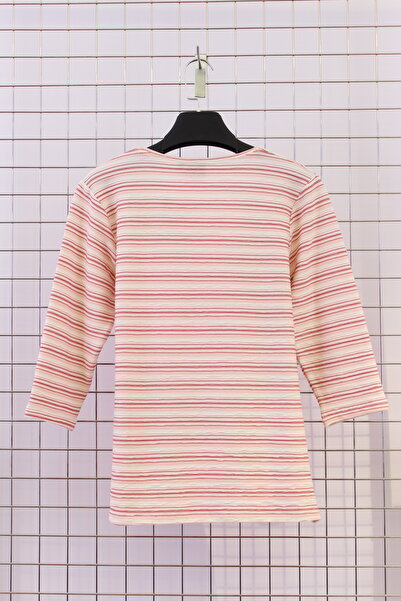 YXL COLLECTION Γυναικείο πουλόβερ με ριγέ μανίκια τριών τετάρτων από ύφασμα πικέ μεγάλου μεγέθους