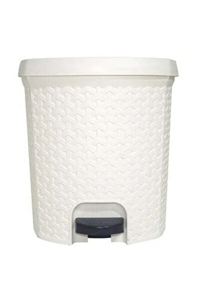 dealshopromania Rattan pedal bin, white, 5 liters