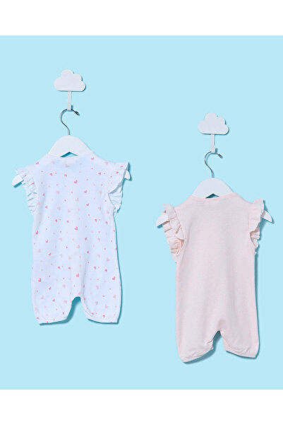 REDTAG Baby Pink And White Printed Romper Set (2 Piece)
