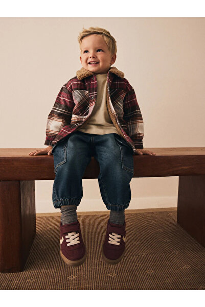 Next Baby Red - Plaid Coat/Jacket with Borg Lining Alyf19399