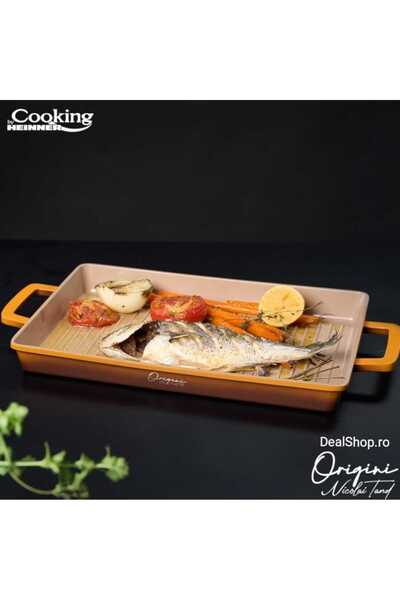 dealshopromania Tigaie grill Cooking by Origini - Chef Nicolai Tand, acoperire ceramică, inducție, 36 x 26,4 x 4