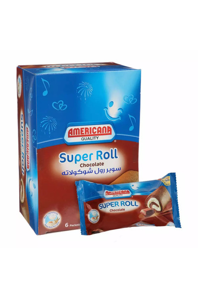 Americana لفائف كيك سوبر بنكهة الشوكولاتة - 6 × 60 جرامًا - عبوة من قطعتين
