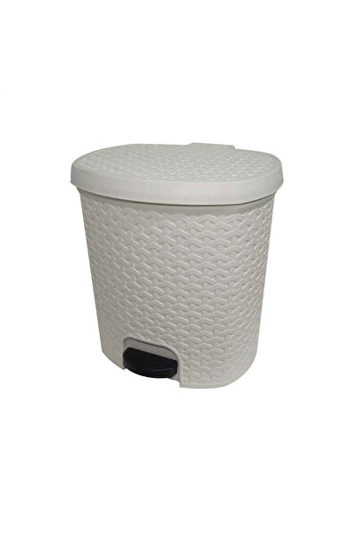 dealshopromania Rattan pedal bin, white, 5 liters