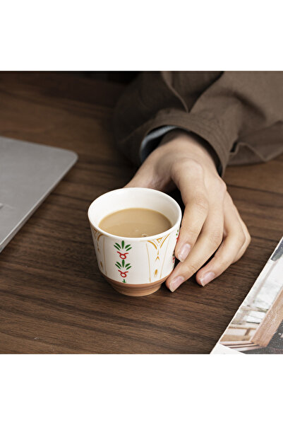 KB Vintage Floral Ceramic Tea Cup, Reusable Espresso Mug for Coffee & Tea Lovers, 1 Pcs, 150ml