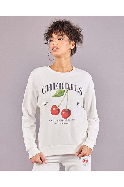 REDTAG سويت شيرت نسائي أبيض مطبوع