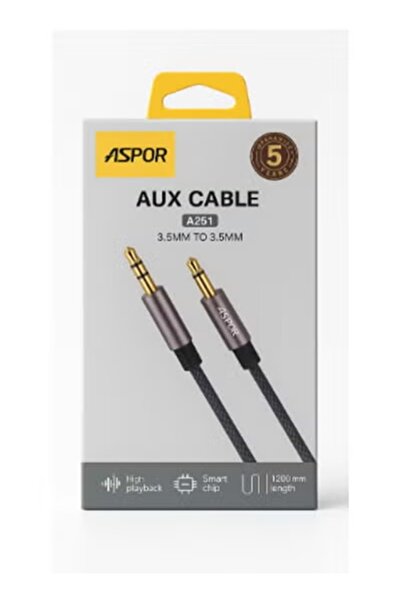 Aspor كيبل الصوت A251 AUX الذي يجمع بين الجودة العالية والتصميم المتين.