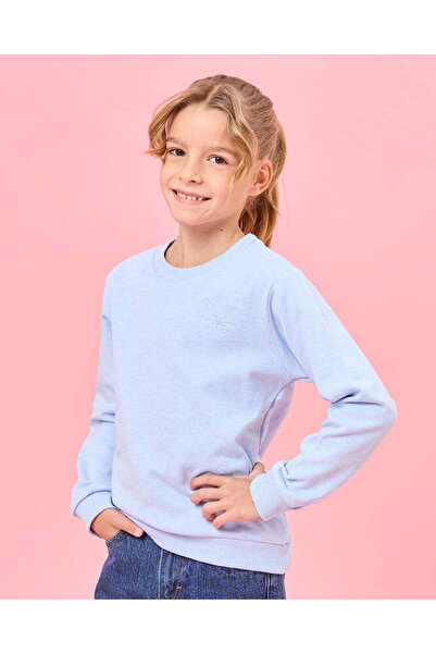 REDTAG Girls Blue Solid Sweatshirt