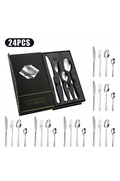 dealshopromania 24-Piece Stainless Steel Cutlery Set for 6 People – Elegance and Utility at Every Table