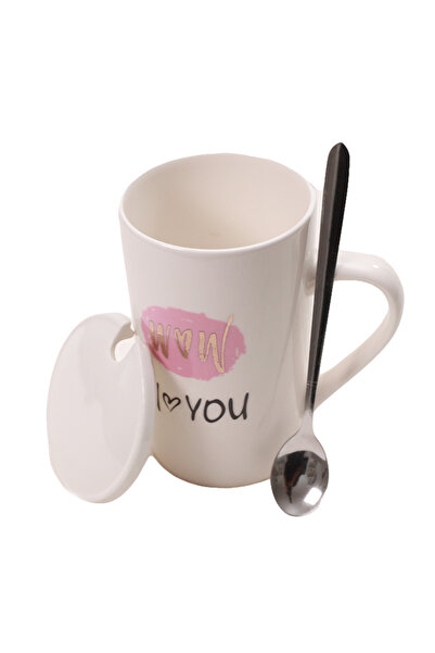 pumikaia Cană ceramică cu capac și linguriță