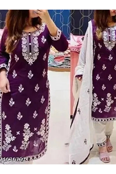 MYSMAR Maroon Rayon Kurti Pent with Dupatta - PMM14059 | Maroon