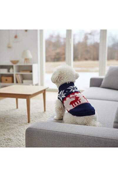 OEM Pulover tricotat, elegant, imprimat cu Reni, pentru animale de companie mici și mijlocii, XINA2308