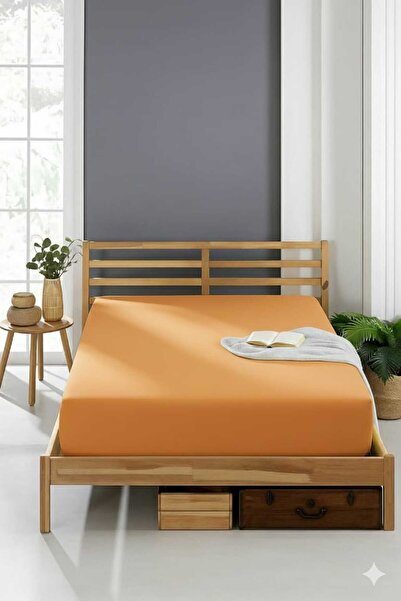 Valezium Orange Elastic Fitted Sheet (Without Pillow)