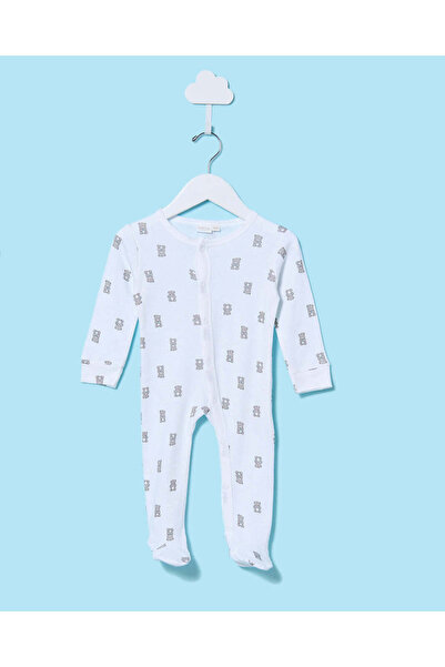 REDTAG Baby Grey And White Printed Sleepsuit Set (2 Piece)