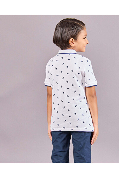 REDTAG Boys White Printed Polo Shirt