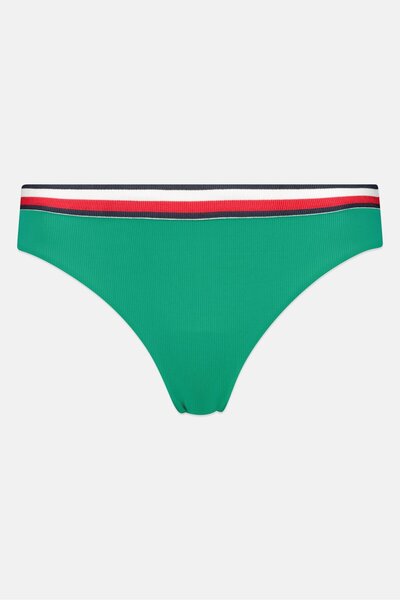 Tommy Hilfiger Women Ribbed Pull On Bikini Bottom, Green