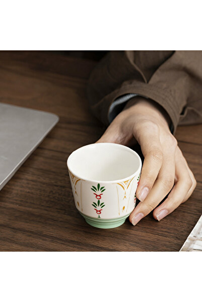 KB Vintage Floral Ceramic Tea Cup, Reusable Espresso Mug for Coffee & Tea Lovers, 1 Pcs, 150ml