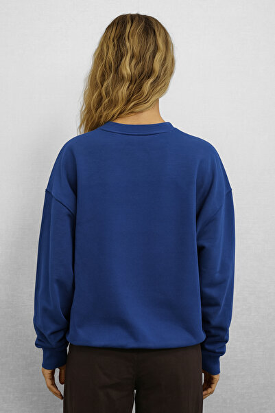 VENA Women's Le Sport Print Detailed Sweatshirt 100% Cotton - Navy