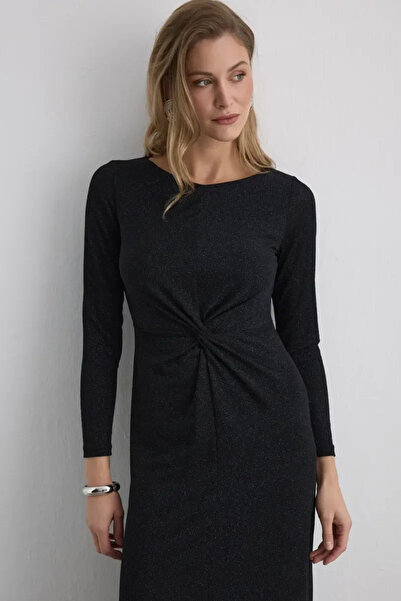 Gusto Sparkly Long Fitted Evening Dress - Cobalt