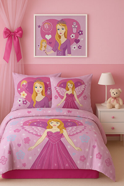 İQON طقم غطاء لحاف مسطح لسرير فردي بتصميم أميرة