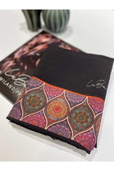 La Boutique Eşarp La boutique Güz Serisi Etnik Bordür Detaylı Organik Düz Şal