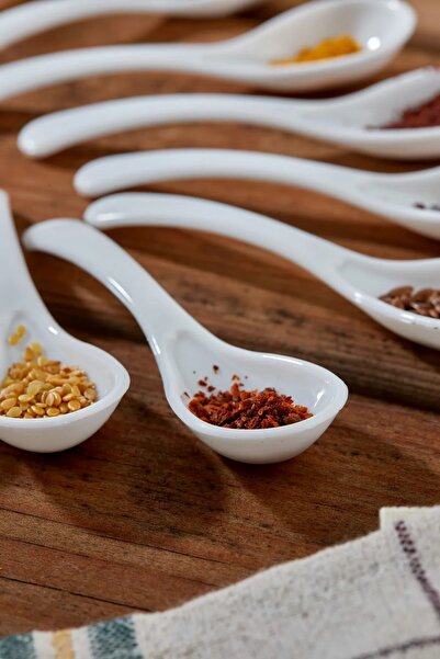 Qerhome Set of 6 Porcelain White Jam, Honey and Spice Spoons