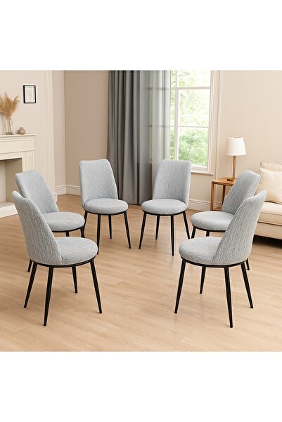 Artenova Set of 6 universal elastic chair covers, made of Jacquard, grey