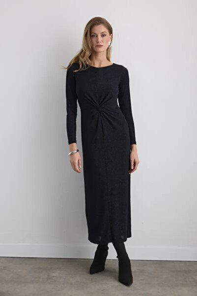 Gusto Sparkly Long Fitted Evening Dress - Cobalt