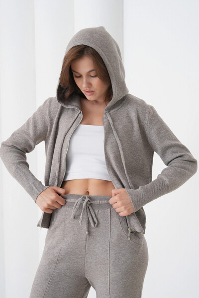 Park Karon Ženski kardigan sa kapuljačom i patentnim zatvaračem, pantalone, d...