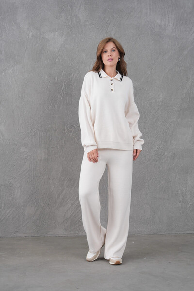 Park Karon Set de tricotaje din două piese pentru femei, cu guler polo, cu de...