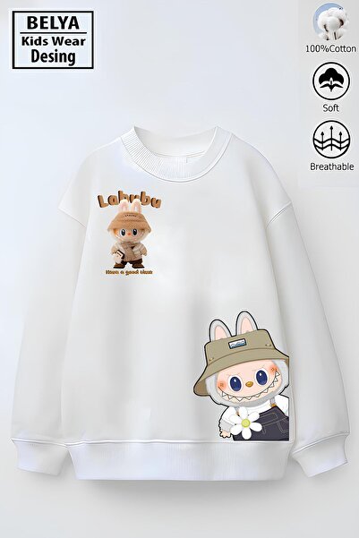 Belya Kids Wear Φούτερ με σχέδιο Lab2, υφασμάτινο με oversized κλωστές, από βαμβάκι, για κορίτσια