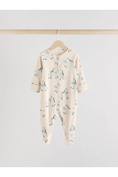 Next Baby 100% Organic Cotton Gray Colored Zebra Patterned 3-Piece Sleeping Bag Set Alyaa6210