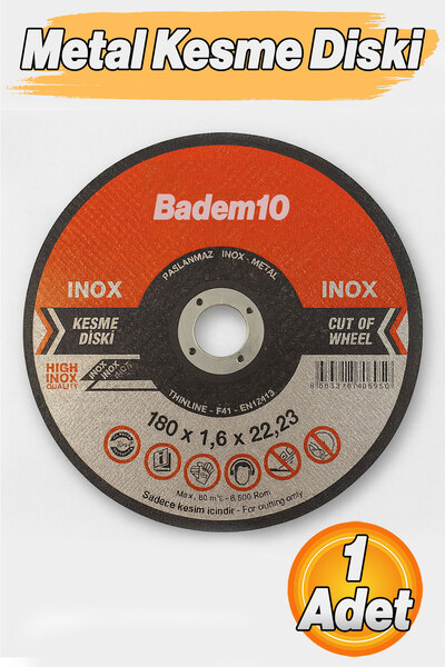 Badem10 Profesyonel İnox Kesici 180x1,6 mm Paslanmaz Çelik Metal Kesme Diski ...