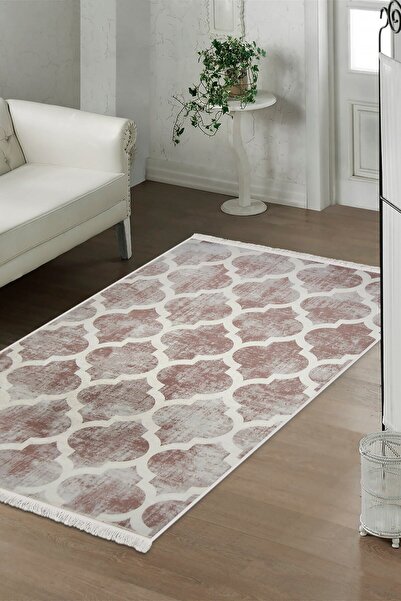 Dijidekor Covor digital cu franjuri DESIGN MODERN CULOARE BEJ Ștergabil 80x400