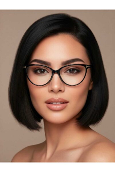TrendMilano Siyah Cat Eye Çerçeve Popüler Şeffaf Ekran Gözlüğü