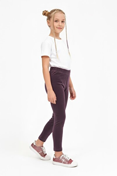 Perendi Κοριτσίστικο κολάν με γυαλιστερή υφή και φλις εσωτερικά – Dusty Rose