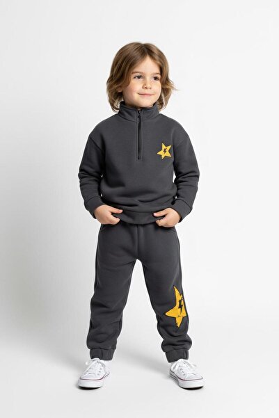 MiaBaby Zipper Detailed Şimşek Printed 2-Piece Set