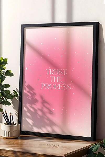 Saturn Tablou înrămatat cu textul Trust The Process Aura Energy Colors - Fiți încredere în procesul