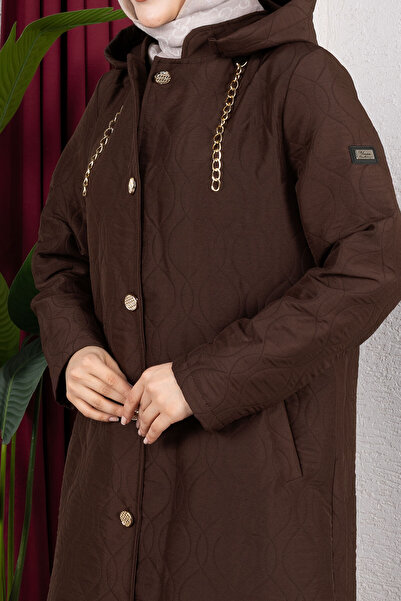 Tesettür Dünyası Καπέλο με κουμπιά Boydan TSD250217 Bitter Brown