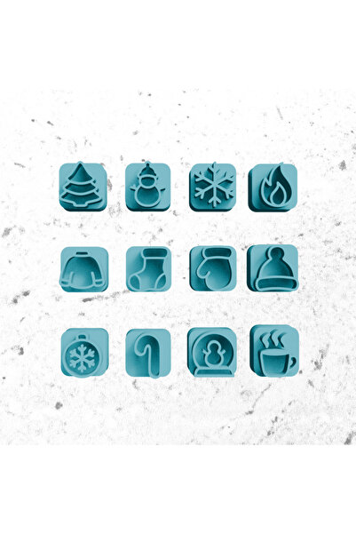 WE3D New Year's Love - Winter Themed Mini Stamp Polymer Clay Ceramic Plasticine Stamp Set - 1cm