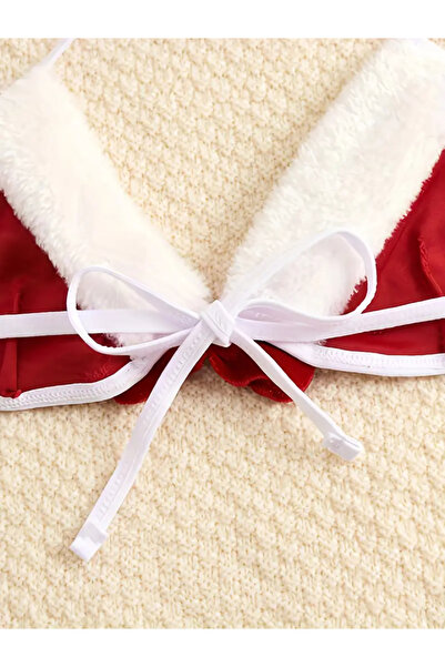 CN Sexy Plush 3 Point Role Play Christmas Reindeer Antler Lingerie Set - Red and White Ribbon Detail