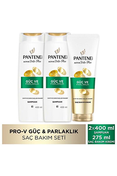 Pantene Zayıf ve Mat Saçlar için Bakım Seti, Güç & Parlaklık Şampuan 400ml x ...