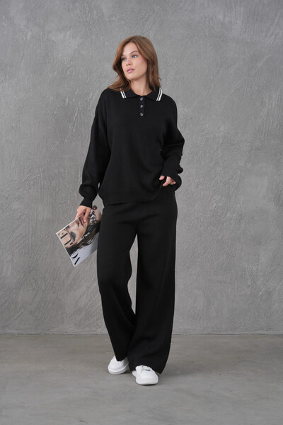 Park Karon Set de tricotaje din două piese pentru femei, cu guler polo, cu de...