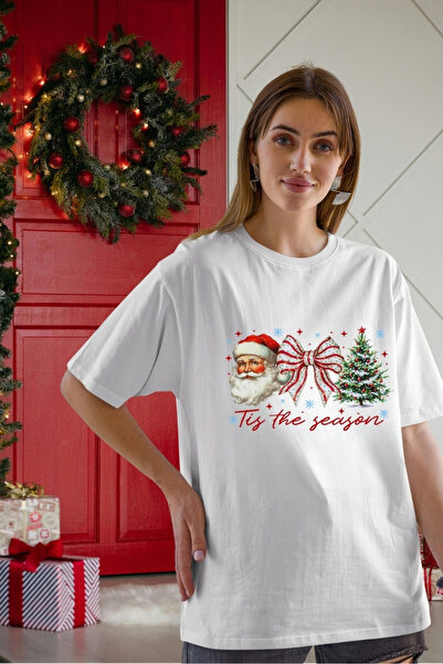 EYMORA تي شيرت أبيض لعيد الميلاد المجيد