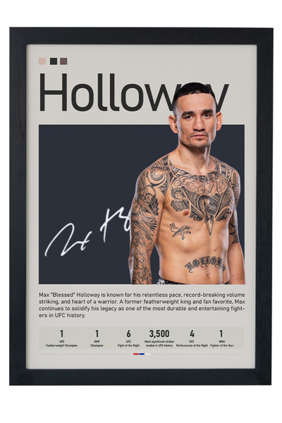 gxe.art Max Holloway Poster pictat cu rama din lemn – Blessed Fight Art